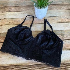 Xhilaration Black Lace Perfect Long Line Bralette Size 34A